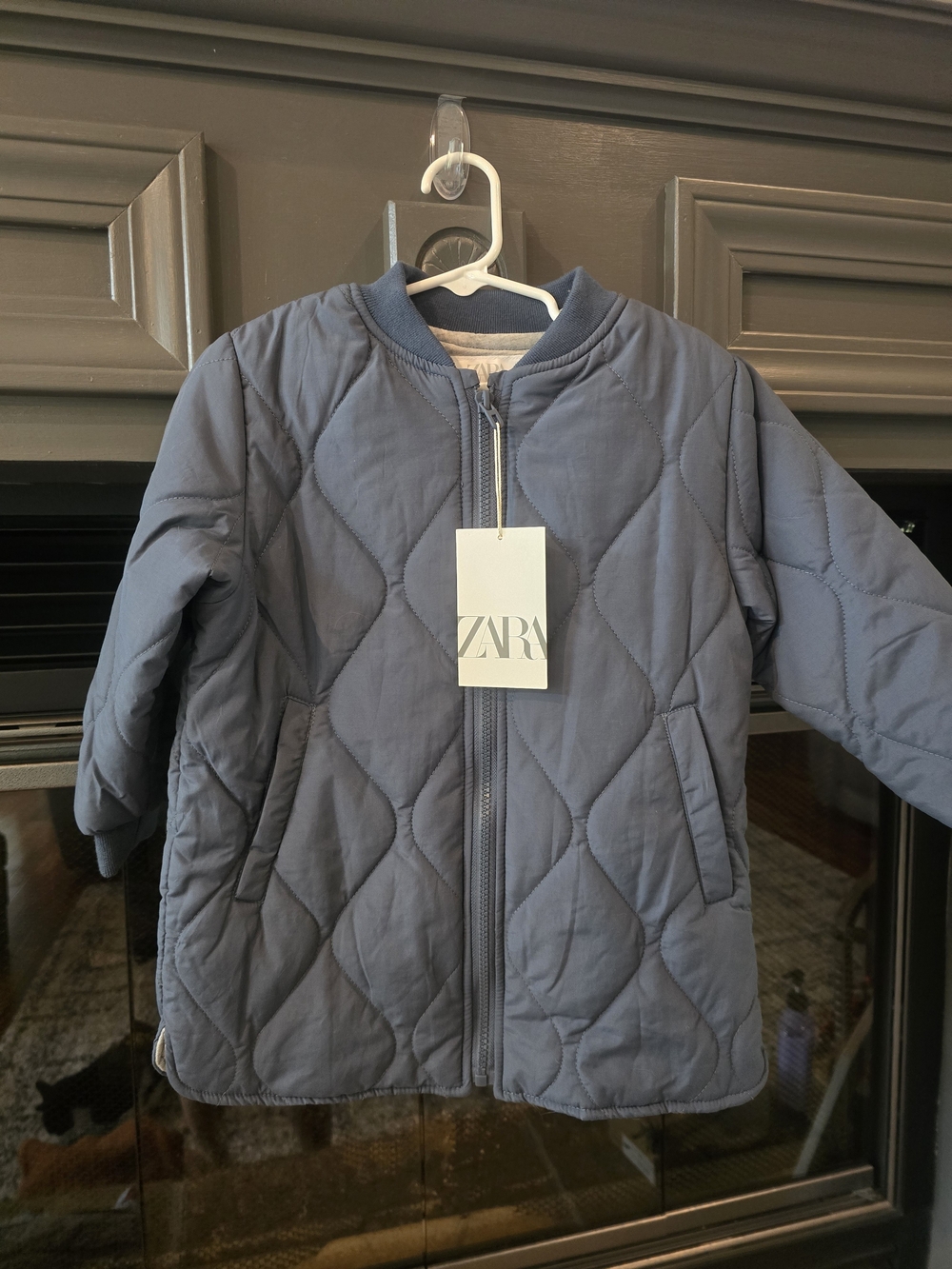 Zara Quilted Bomber Jacket Girls 2-3T Blue